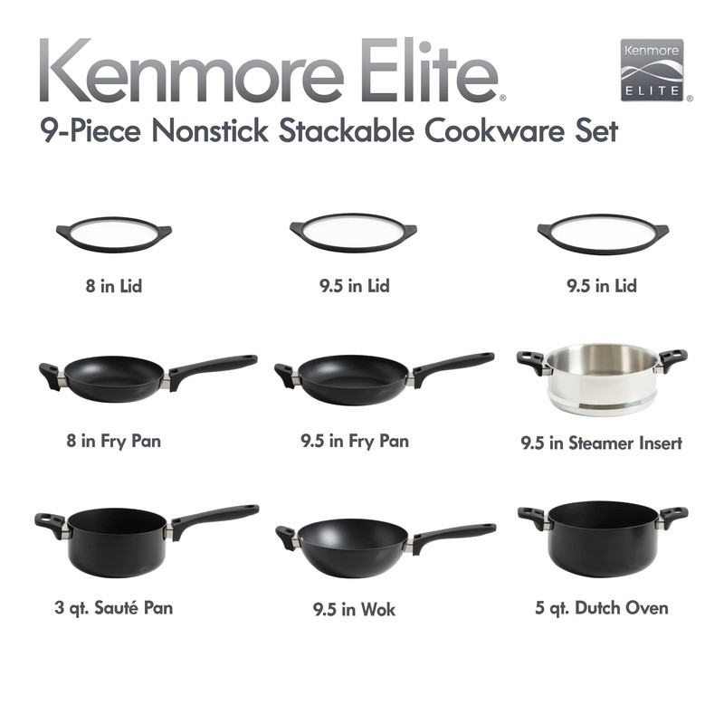 Kenmore Wyatt Aluminum Stackable All in One Multi-Function Cookware Set