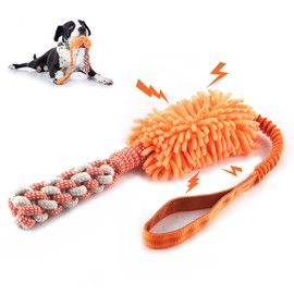 Dog Puppy Toys Dog Squeak Toys Plush Dog Toy with Dog Ropes Knots for Fun and Teeth Cleaning,Tug of War Toys, Puppy Chew Toys, Dog Rope Toys for Training Small, Large Dogs (Orange, Dog Bite Stick Toy)