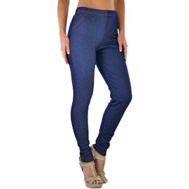 ToBeInStyle Leggings de forro polar con estampado animal para mujer, Jeggings - Azul, M