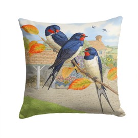 Caroline's Treasures ASAD0694PW1414 Swallows by Sarah Adams Fabric Decorative Pillow Machine Washable, Indoor Outdoor Decorative Pillow for Couch, Bed or Patio, 14Hx14W