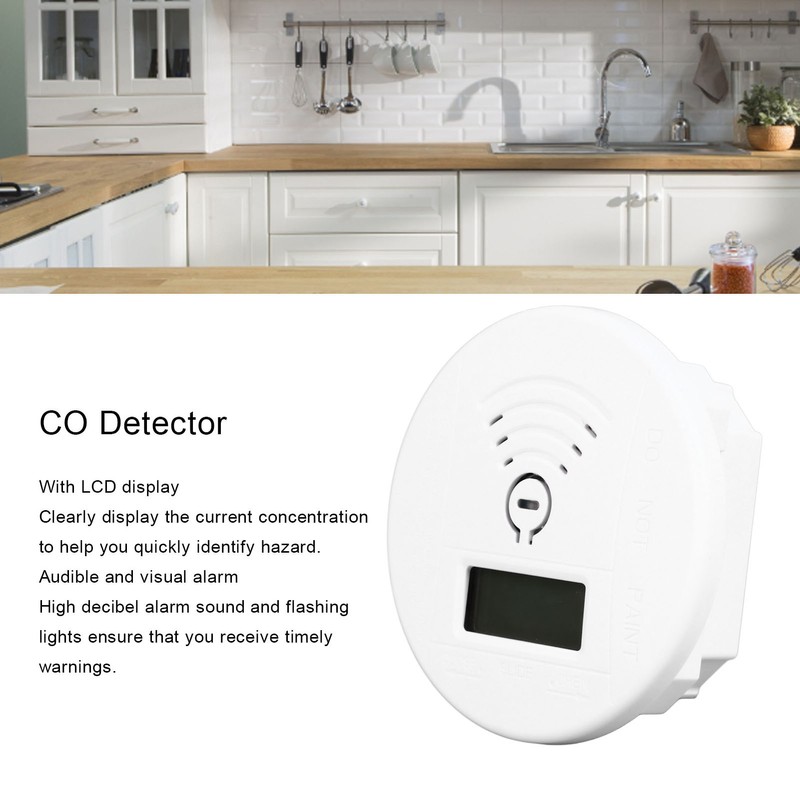 CO Detector Battery Operated Audible and Visual Mini CO Alarm