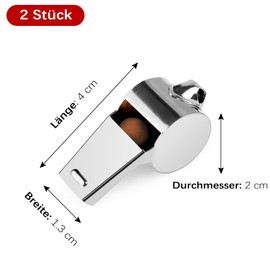 Whistle, Stainless Steel Whistle, Referee Whistle, 2 Pieces, Signal Whistle, Hand Whistle, Sports Lessons, Whistle, Sports Whistle, Referee Whistle
