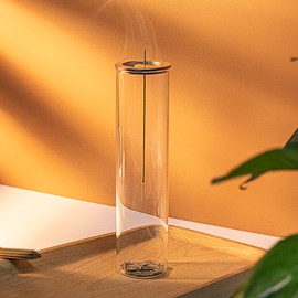 Stylish Hanging Incense Holder, Healing Incense Burner, Glass, Stylish, Interior, Compatible with Different Caliber Incense, Vertical Placement, No Ash Spills, Easy Care, Tea Ceremony, Purification, Yoga Classroom, Office, Entryway, Tea Room, Meditation 