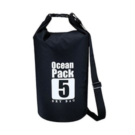 PR-DRYBAG5-BK Waterproof Bag, Dry Bag, 1.6 gal (5 L), Compact Bag, Pool, Sea, Beach, Outdoor, Shoulder, Should, Swimming, Rain, Commuting, Waterproof, Black