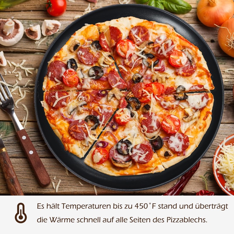 Herogo Pizza Tray, Diameter 26 cm, Round Stainless Steel Pizza