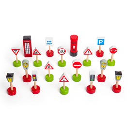 Bigjigs Rail Signs Pack - Road and Railway Accessories