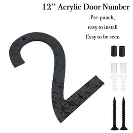 12" Black Acrylic Large House Numbers 6 for Outside - Vertical Address Numbers for Building/Home - Weather Resistant - Anti-Fade (Pre-punched,Flush or Floating Mount）