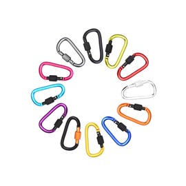 12PCS Multi-Color Aluminum Carabiner Clips with Screw Lock - Compact Travel & Camping Essentials for Keyring, Outdoor Adventures, and Women's Holiday Gear