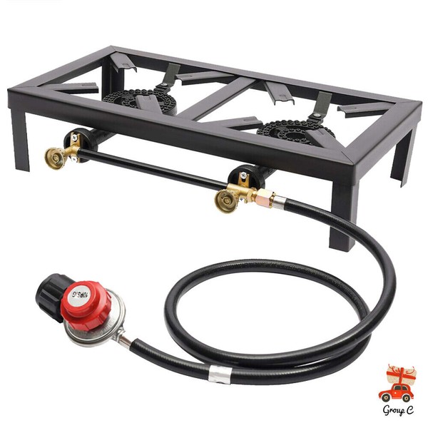 Double Propane Gas Burner Stove Camping BBQ Cooker Cooking With