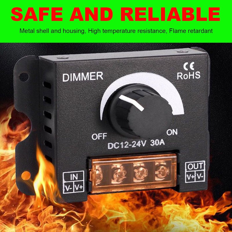 SUYOOULIN DC 12V-24V 30A LED PWM Dimming Controller Dimmer Switch,