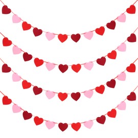 Tatuo Sets Valentine Heart Garlands Decorations Felt Heart Banner Hanging Decorations for Valentines Holiday Wedding Party Birthday Supplies(4)
