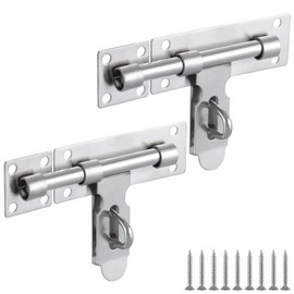 ASelected 2 Pcs Gate Bolt Lock 6 in(152Mm) Heavy Duty Door Lock Stainless Stee Gate Bolts for Garden Gate Stables Wooden Gates(Silver)