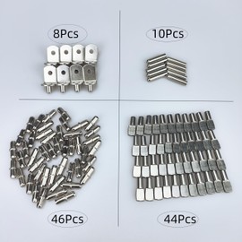 108 Pcs 4 Styles Shelf Pegs，Shelf Support Pegs Kit, 5mm Nickel Plated Cabinet Shelf Bracket Pegs, Shelf Pins Holders for Bookcase Kitchen Closet Shelf Shelves Furniture Cabinet