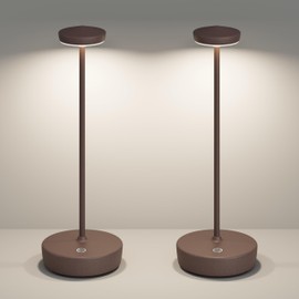 ZTFLOS Cordless Table Lamp Set of 2,LED Rechargeable Battery Operated 3 Levels Brightness with Memory Function IP54 Waterproof Portable Lights for Outdoor Patio,Cafe,Restaurant,(2P Rust)