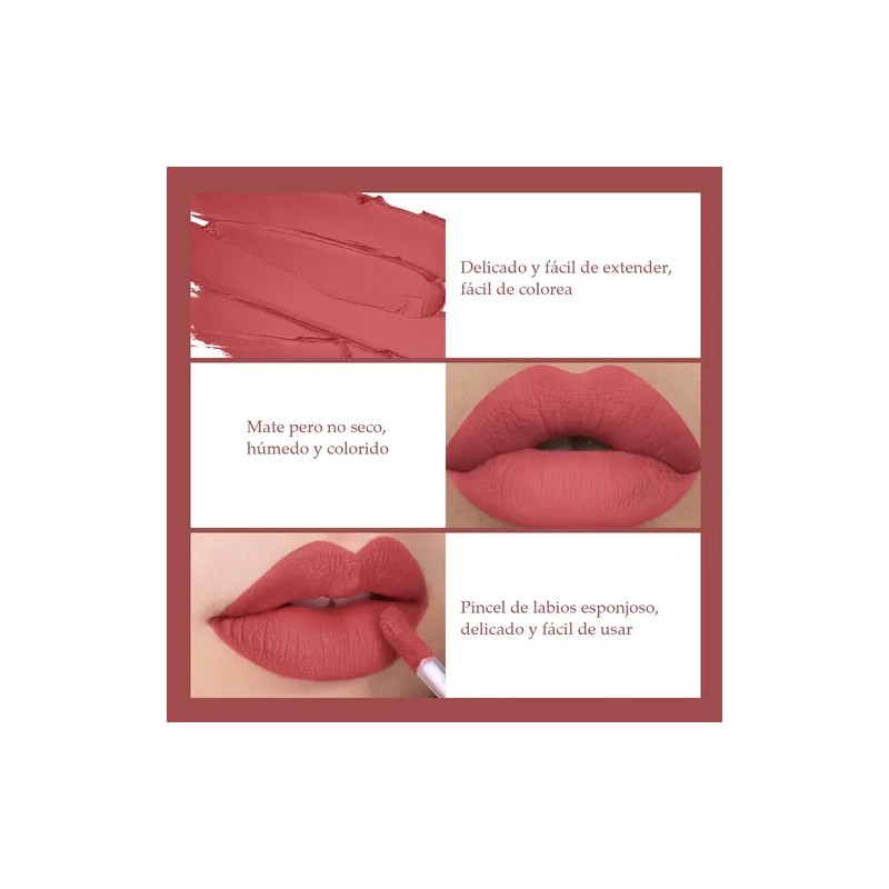 Set De 6 Labiales Handaiyan Lápiz Labial Color Rojo Mate
