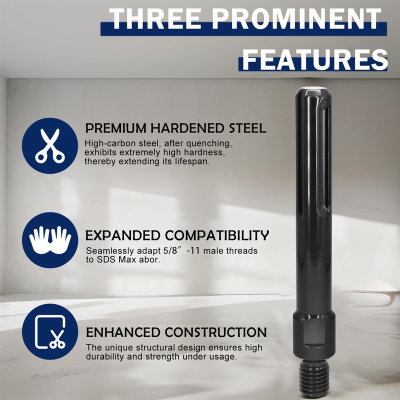 DaduoRi 5/8"-11 Male Thread to SDS Max Shank Core Drill