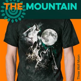 The Mountain Three Wolf Moon T-Shirt – Funny Graphic Tee, Howling Wolf Pack T Shirt | Wolves Print Shirts for Men, Green, 3X
