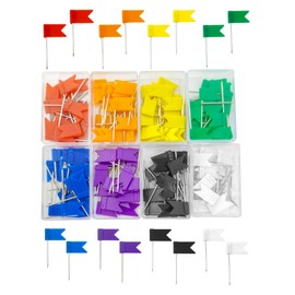 TTQiAnJ Pack of 160 Marking Flags Pins, Flag Pins, Colourful, Plastic Push Pins for Cards, Cork Notice Board, Marking, 8 Colours