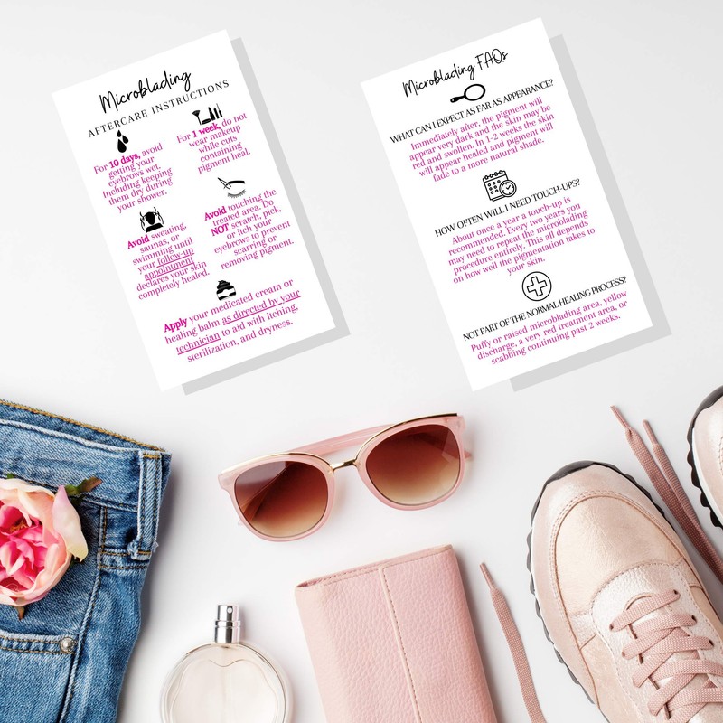Boutique Marketing LLC Microblading Aftercare Instruction Cards | 50 Pack