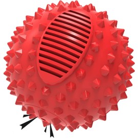 petizer Squeaky Dog Ball Toy for Aggressive Chewers,3 Inches Durable Big Dogs Chew Spiky Ball, Floatable Rubber Pet Toys for Medium &Large Breeds, Red