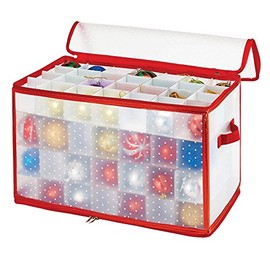 Simplify Ornament Storage Box/Plastic - Decorative Organizer - Storage Bin - Red - 112 Counts - L12 x W12 x H12