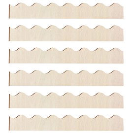 Threehoney 6 Pack Unfinished Scalloped Decorative Wood Trim Scalloped Edge Decorative Wood Molding Cute DIY Moulding Trim for Home Wall Cabinet Shelf and Window Door (15.75 x 1.57 Inch)