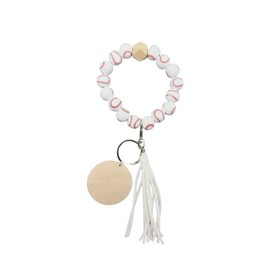 Fuqimanman2020 Baseball Softball Bracelet Keychain Wooden Bead Tassel Wristlet Key Ring Sports Lover Athletes Jewerly Gift-baseball