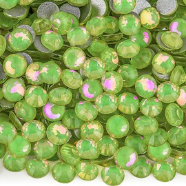 Blinginbox Rhinestones for Crafting,Flatback Rhinestones Glass Gems Stones Round Gemstones Non-Hotfix Crystal for Crafts Nail Decoration,Lemon Lime Crystal(6.4-6.6mm) SS30/288pcs