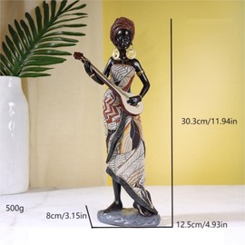 Notart_Art_Gallery - Figura de músico africano de resina hecha a mano, estatua tribal clásico para decoración interior del hogar, pieza de arte moderna única G04147B