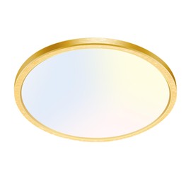 hepside 1PACK Flush Mount LED Ceiling Light Fixture Golden, 12Inch 28W, Dimmable 3000K-4500K-6000K 3 Color Selectable Ceiling Lamp 3200LM Low Profile Ceiling Light for Kitchen Bedroom Hallway