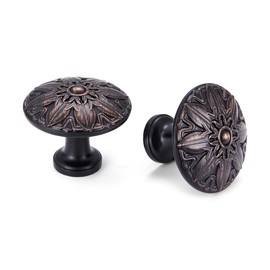 YCSJ Round Knob - 10 Pack / 1.25 Inch(32mm), Cabinet Knobs Oil Rubbed Bronze, Rustic Drawer Knobs for Kitchen Cabinet Handles and Knobs, Bathroom Drawer Knob, Bedroom Wardrobe Pulls