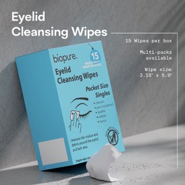 Biopure Eyelid Cleansing Wipes for Dry Eyes – 30 Individually Wrapped Pre-Moistened Wipes – Prevent Styes & Refresh Eyes – Preservative-Free Eye Care Wipe for Daily Hygiene (30 Count)