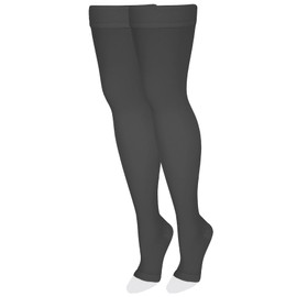 NuVein Medical Compression Stockings, 20-30 mmHg Support, Women & Men Thigh Length Hose, Open Toe, Charcoal, Large