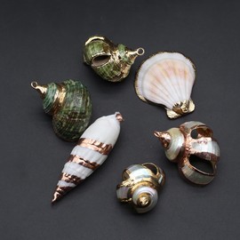 Zotoone 20pcs Natural Pendants - Spiral, Conch, Cowrie, Sea Shells Charms for Nautical, Ocean, Summer Jewelry Craft Making