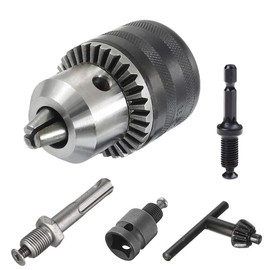 Saiper 1.5-13mm Capacity 1/2-20UNF Key Drill Chuck with Hex Shank, 1/2" Socket Square Converter and SDS Plus Shank Adapter Electric Drills and Rotary Hammers Accessories