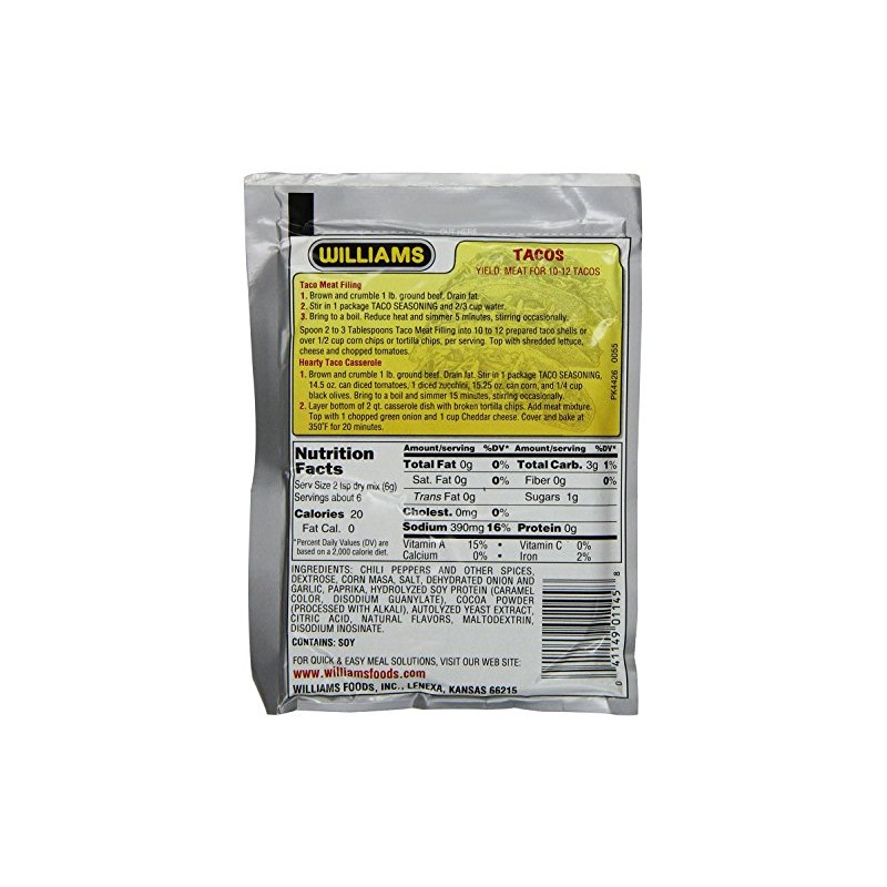 Williams Taco Seasoning Mix, 1.25 Ounce (Pack of 6)