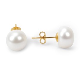 URTHEONE Pearl Earrings 8-9mm AAAAA+ Freshwater Studs for Women, 18K Gold Plated Sterling Silver, Hypoallergenic Gift