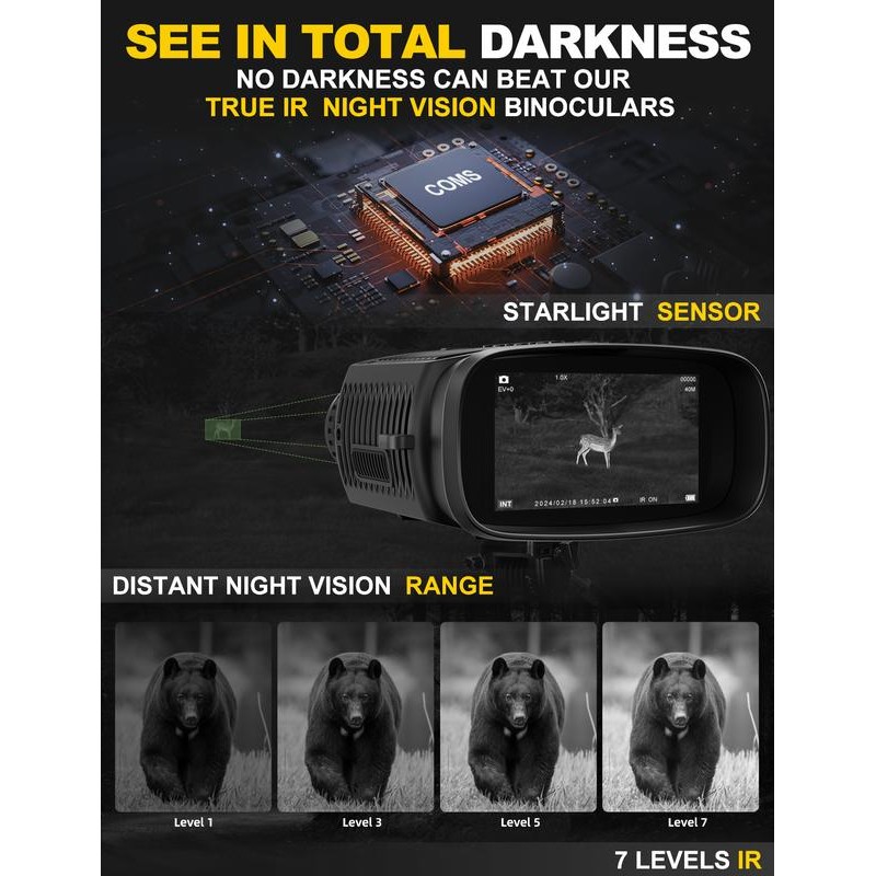 4K Night Vision Goggles - 5000mAh Rechargeable Infrared Binoculars with