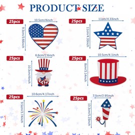 4th of July Candy Holder Cards Cutout Stripes Heart Firework July Bulletin Board Decor Cartoon Paper Stars American Flag Independence Day Decorations