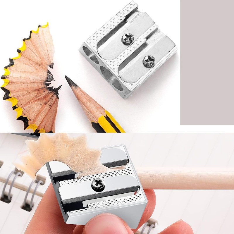 3PCS Metal Pencil Sharpeners with 2 Holes, Metal Sharpener Pencil