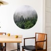 Muralo Sticker Circle Trees in Fog Forest Plants Nature Green