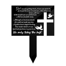 Memorial Stake Markers for Cemetery Grave Sympathy Acrylic Plaque for Outdoors Yard Garden Decoration God Only Takes the Best (Pigeon-Cross)