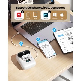 Phomemo M110 Label Printer, 3 Label Rolls Set, Upgraded Label Maker Machine for Phone and Windows/Mac(USB), Bluetooth Label Maker for Home, Office and Small Business