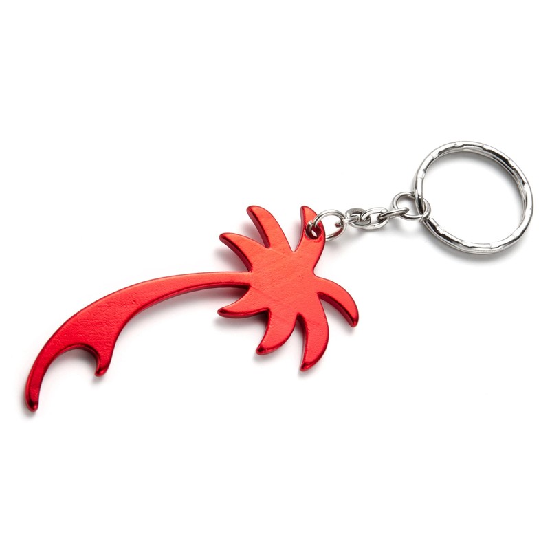 Komonee Palm Tree Red Keychain Bottle Opener Key Chain Metal