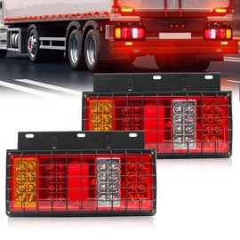 Ourbest Truck Trailer Tail Lights Bar Kit, Stop Turn Signal Brake Reverse Taillight with Iron Net and Bracket Base Waterproof Led Trailer Tail Lights RV Camper Flatbed Trucks (24V)