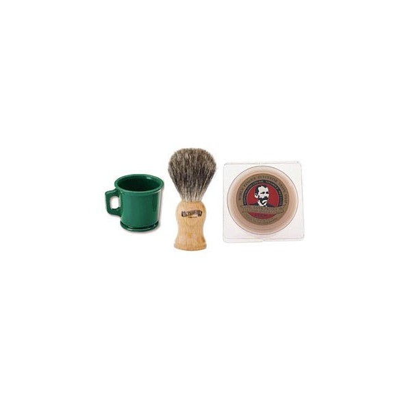 Green Shaving Mug, 904 Badger Shave Brush & Col Conk Bay Rum Soap * Combo