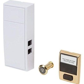 Newhouse Hardware Two Note Mechanical Door Bell Chime & Button, White/Brass Finish