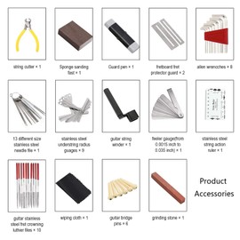 45Pcs Guitar Tool Kit,Guitar Repair Kit,Guitar Setup Kit,Luthier Tools Guitar Kit,Guitar Maintenance Kit Guitar Fret Tools,Guitar Accessories for Ukulele Bass Guitar Gifts for Musicians