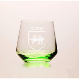 Stone Irish Coat of Arms Green Tumbler Glasses - Set of 4 (Sand Etched)