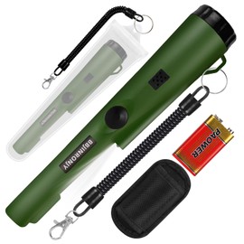 Metal Detector, Metal Detector Pinpointer for Metal Search, Treasure Hunt, 360° Search for Gold Treasures with Belt, Holster, LED, Waterproof Tool Accessories for Adults and Children (Green)